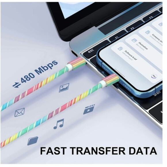 JAKPAK USB C Charging Cable iPhone 3.93 FT 60W Type C to iOS Fast Charge Cable - Picture 5 of 8